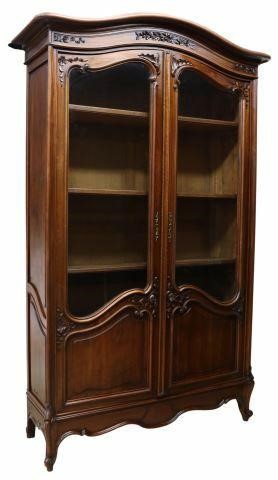 Appraisal: French Louis XV style walnut vitrine bookcase late th c