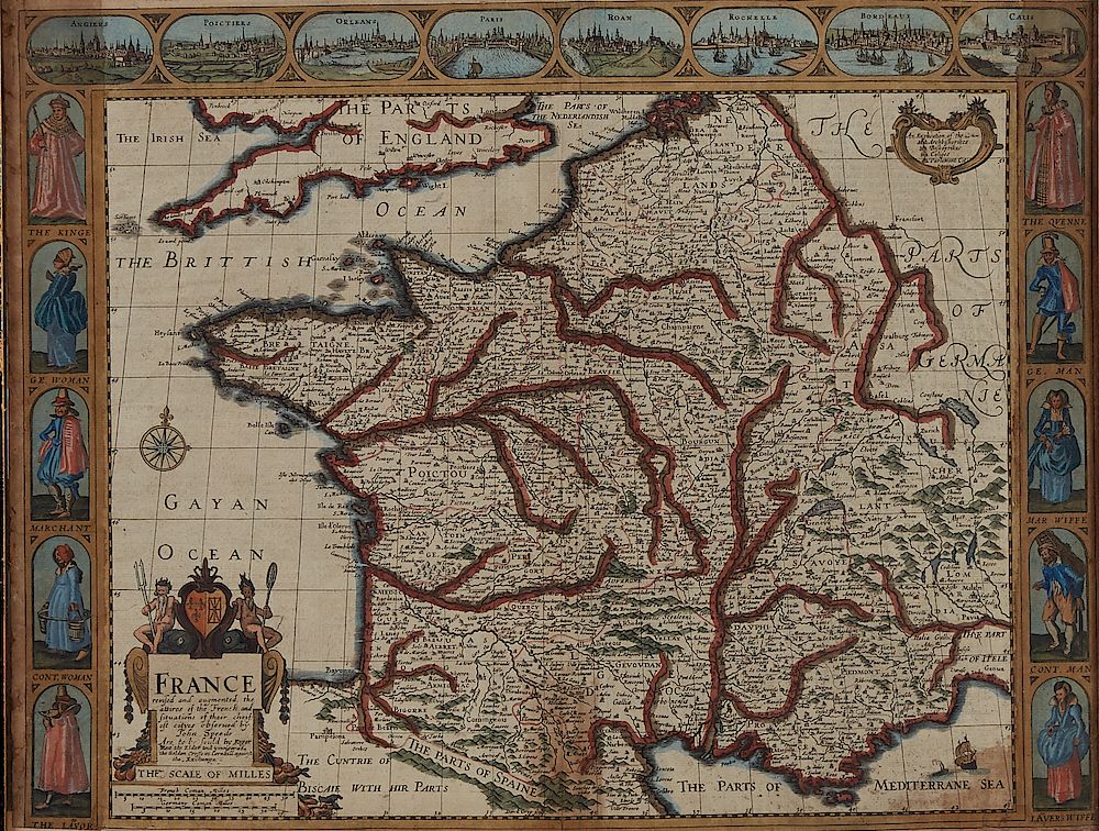 Appraisal: John Speed France Map - Revised and Augmented John Speed