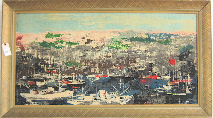 Appraisal: JOSE LUIS FLORIT SILKSCREEN ON CANVAS Spanish - Harbor Scene