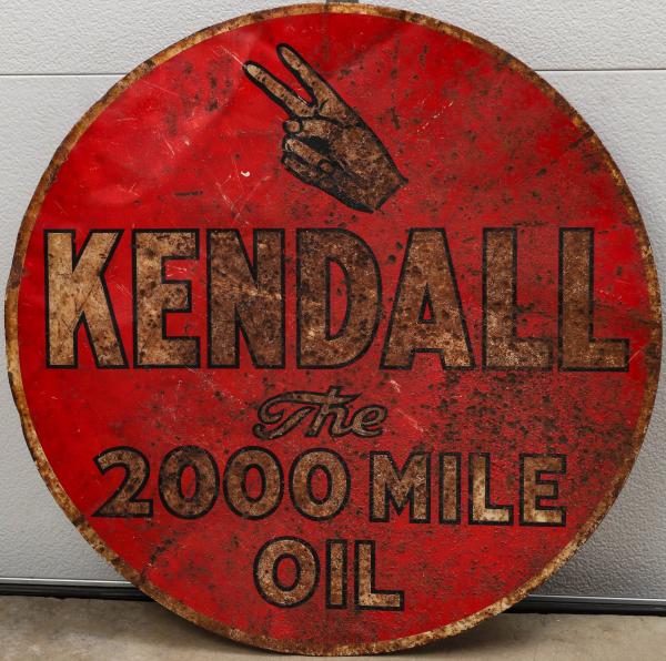 Appraisal: A TWO SIDED KENDALL MOTOR OIL SIGN AS FOUNDAs shown