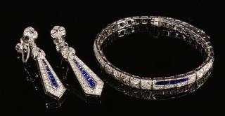 Appraisal: k Diamond Sapphire Demi k white gold Art Deco style