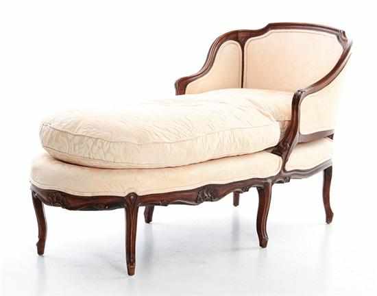 Appraisal: Louis XV style carved walnut chaise late th century shaped