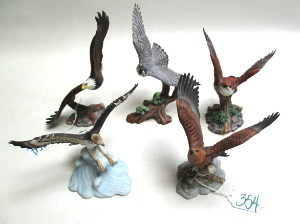 Appraisal: FIVE LENOX CERAMIC BIRD FIGURINES Master of the Sky Soaring