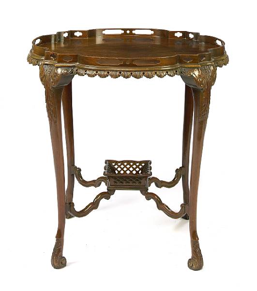 Appraisal: An Italian Rococo style mahogany tea table restorations height in