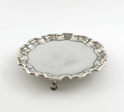 Appraisal: An Edwardian silver waiter by William Aitken Birmingham shaped circular