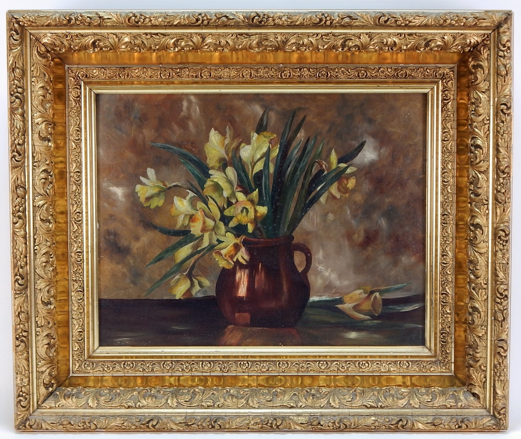 Appraisal: AMERICAN SCHOOL DAFFODIL STILL LIFE PAINTING United States Late th-Early