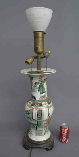 Appraisal: Asian porcelain vase lamp '' overall Ht