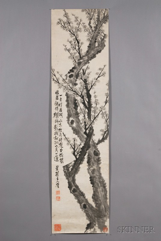 Appraisal: Hanging Scroll China th early th century plum blossoms and