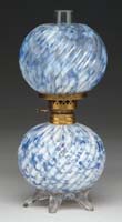 Appraisal: RARE SPATTER GLASS MINI LAMP S - Blue and white