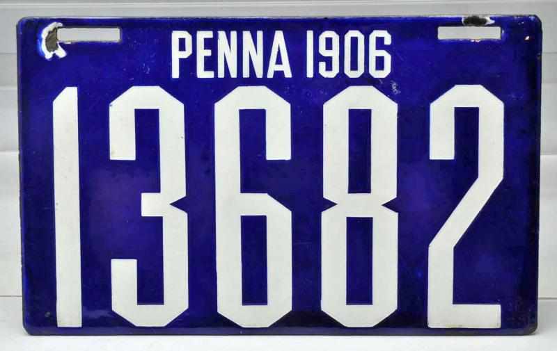 Appraisal: Pennsylvania Porcelain Auto License Plate Great condition with only one