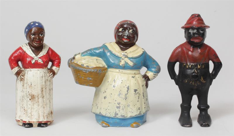 Appraisal: Three Painted Metal Figural Coin Banks Two in cast-iron Give