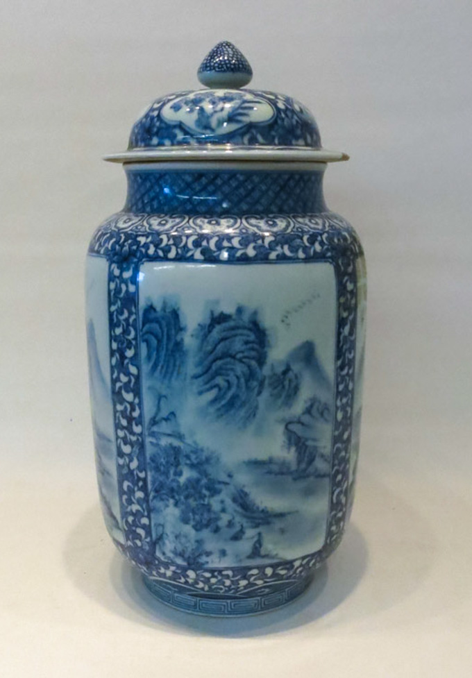 Appraisal: CHINESE QING PORCELAIN LIDDED STORAGE JAR decorated in blue and