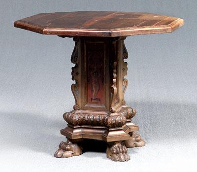 Appraisal: Italian Renaissance style table octagonal top with paneled support painted