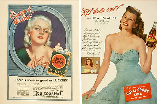 Appraisal: A group of vintage magazine advertisements featuring movie stars s-