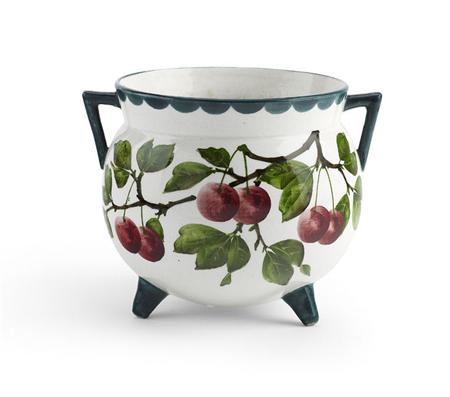 Appraisal: WEMYSS GYPSY FLOWER-POT EARLY TH CENTURY decorated with cherries impressed