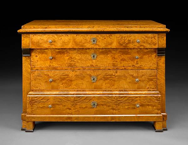 Appraisal: A Biedermeier parcel ebonized birch chest of drawers first quarter