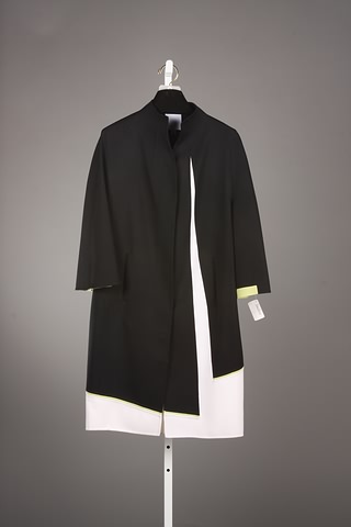 Appraisal: CHADO black wool coat w cream trim green trim on