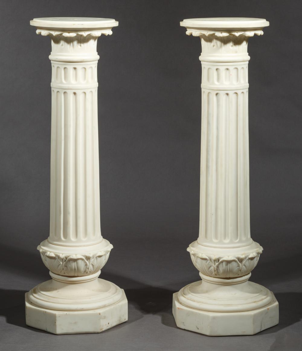 Appraisal: Pair of Neoclassical-Style Faux Marbre Composite Pedestals fluted standard octagonal