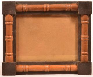 Appraisal: th Century Softwood Picture Frame Applied turned stiles and corner