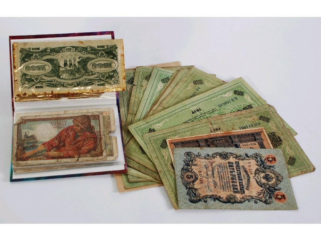 Appraisal: SMALL COLLECTION OF MAINLY EARLY TH CENTURY EUROPEAN BANK NOTES