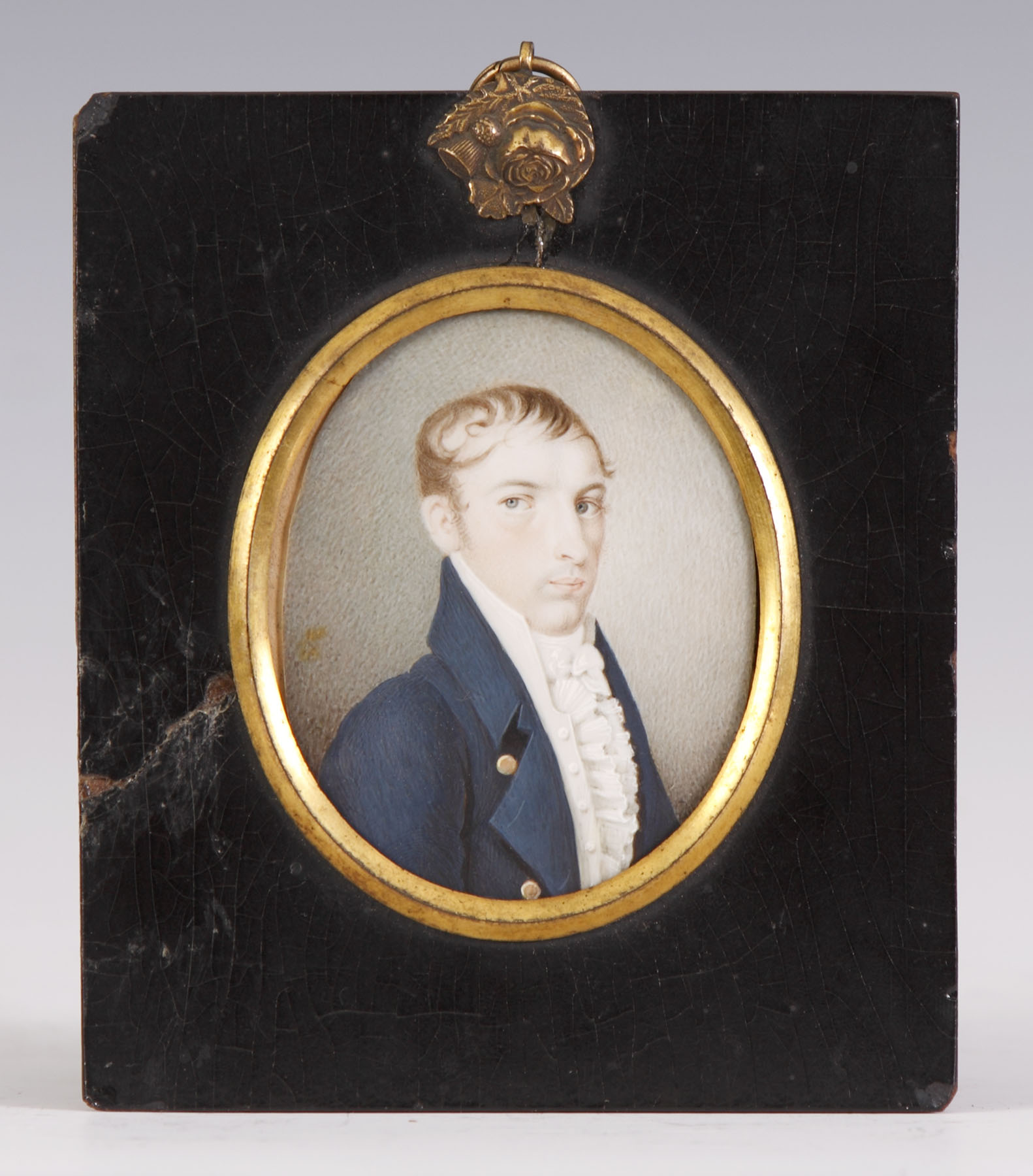 Appraisal: Miniature Painting on Ivory of a young man in blue