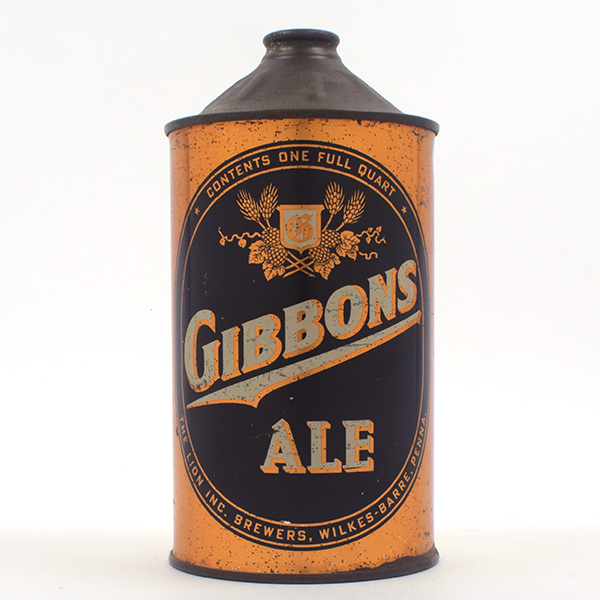 Appraisal: Gibbons Ale Quart Cone Top - Reference USBC - Brewery