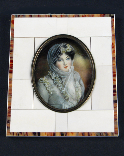 Appraisal: A FRENCH MINIATURE OIL PAINTING portrait of Imperatrice Marie Louise