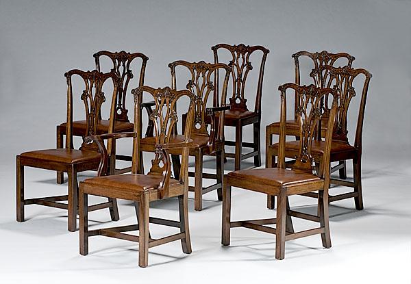 Appraisal: EIGHT GEORGE III-STYLE MAHOGANY DINING CHAIRS ca - set of