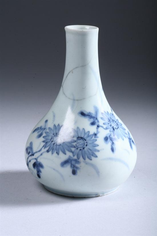 Appraisal: KOREAN BLUE AND WHITE PORCELAIN VASE Floral decoration - in