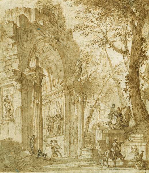 Appraisal: Attributed to Hubert Robert French - A view of a