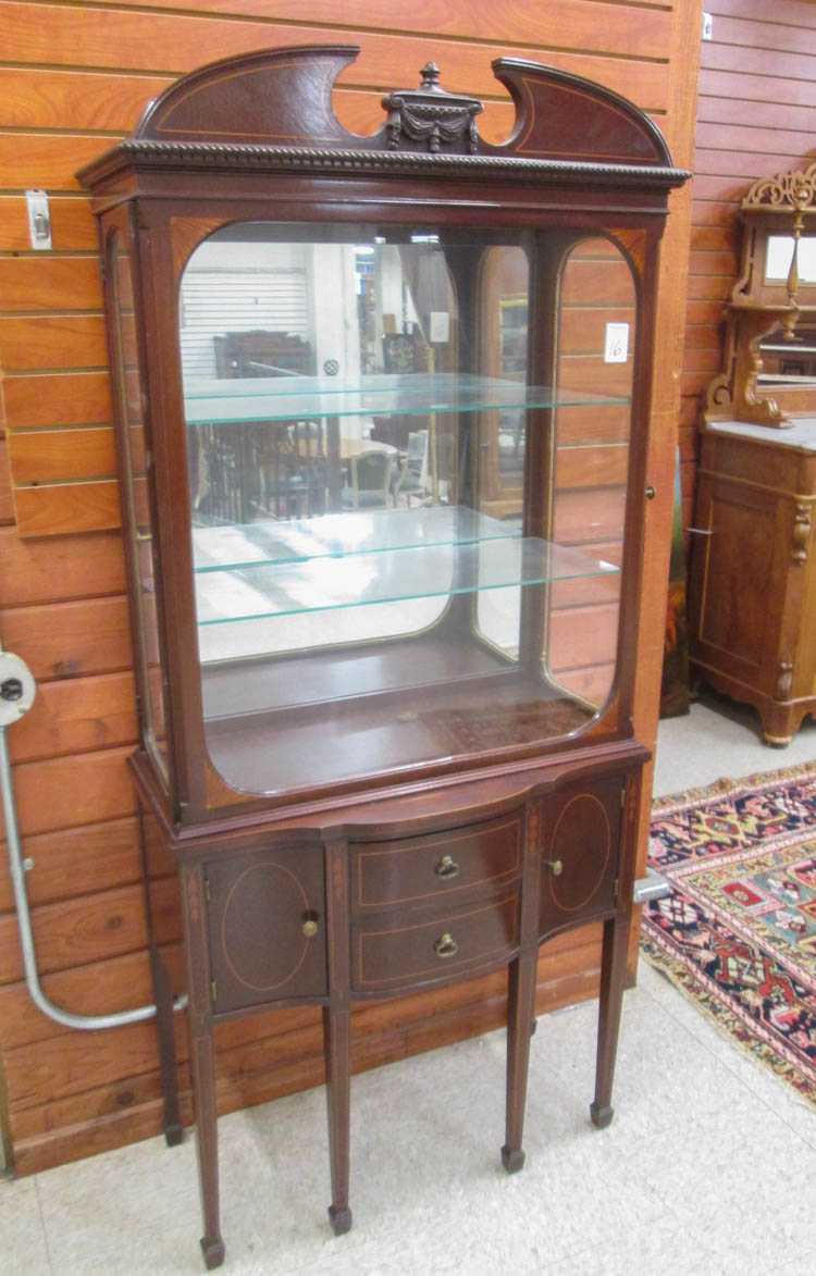 Appraisal: FEDERAL STYLE MAHOGANY AND GLASS CURIO CABINET ON STAND American