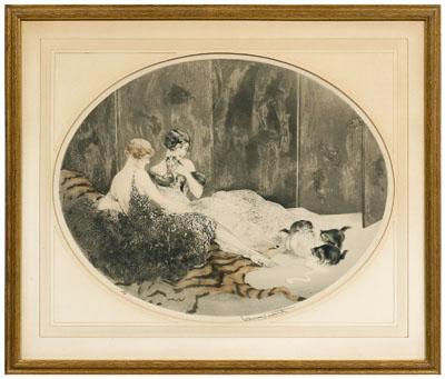 Appraisal: Louis Icart print French - Petit Chats signed lower right