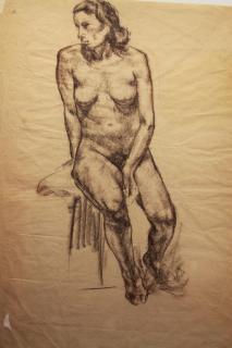 Appraisal: Double Sided Charcoal Nude Study Double Sided Charcoal Nude Study