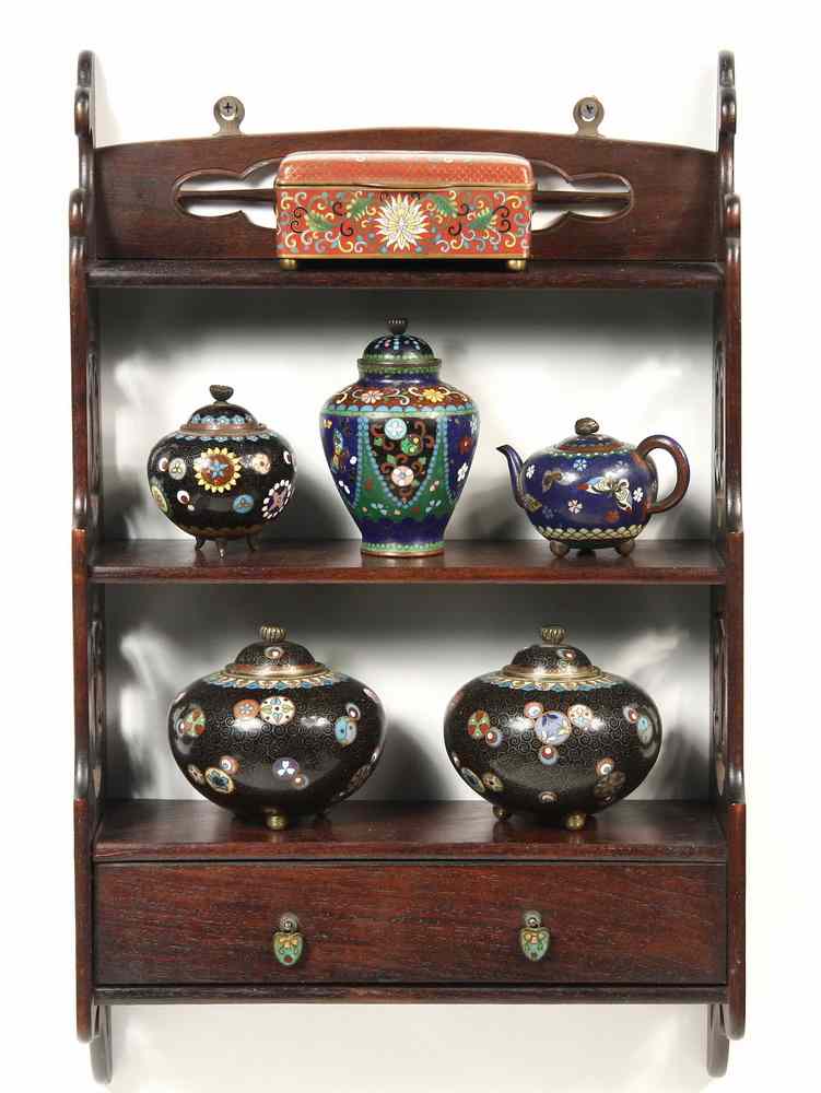 Appraisal: WALL SHELF - Chinese hung mo wood wall shelf with