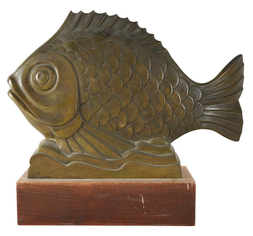 Appraisal: A HOUILLON FRENCH ART DECO FIGURE OF A FISHcirca bronze