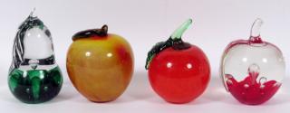 Appraisal: GROUP OF ART-GLASS FRUIT-FORM PAPERWEIGHTS PIECES H TO DIA TO