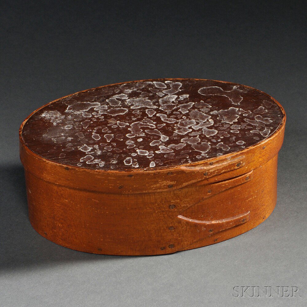 Appraisal: Shaker Oval Covered Box Mount Lebanon New York c pine