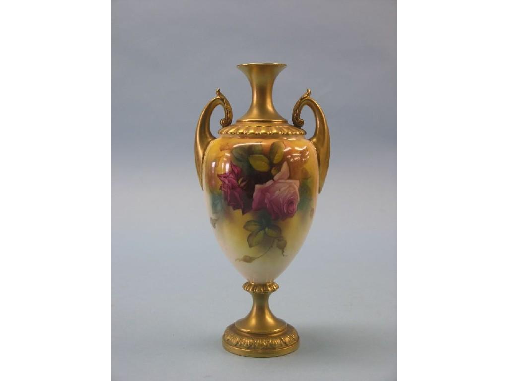 Appraisal: A Royal Worcester vase painted by Millie Hunt twin-handled baluster