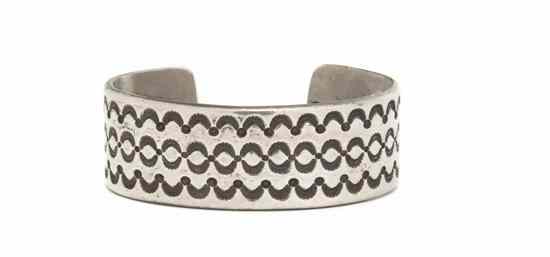 Appraisal: A Navajo Style Sterling Silver Cuff Bracelet Cippy Crazyhorse Stamped