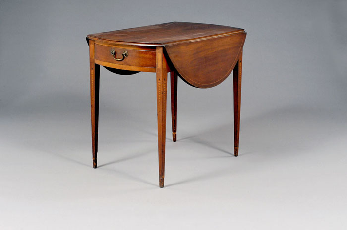 Appraisal: RHODE ISLAND HEPPLEWHITE INLAID MAHOGANY PEMBROKE TABLE The rectangular top