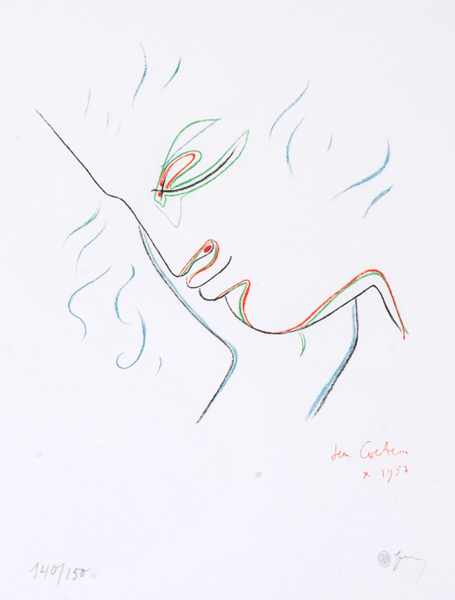 Appraisal: JEAN COCTEAU FRENCH - A Face in Profile lithograph x