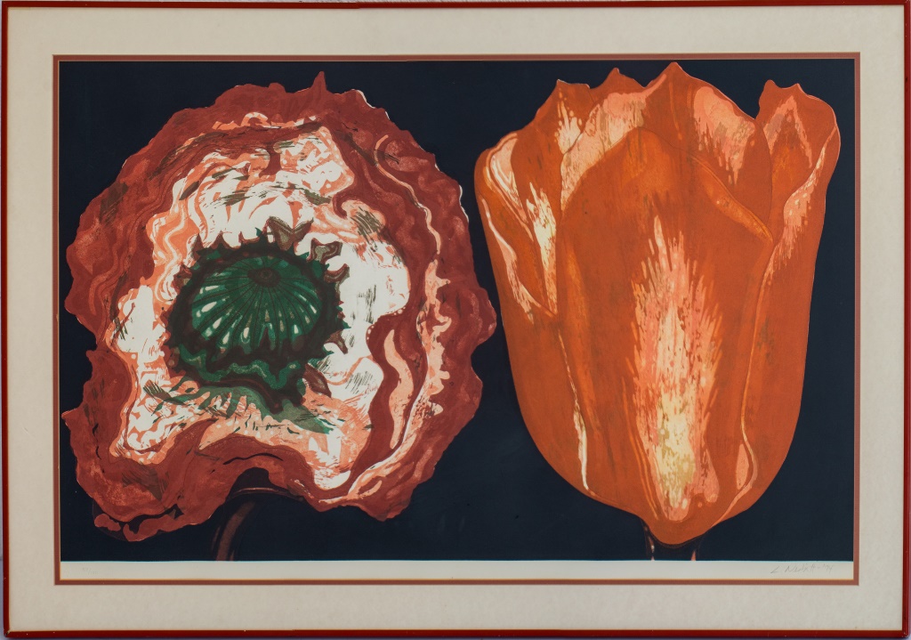 Appraisal: LOWELL NESBITT POPPY AND TULIP LITHOGRAPH Lowell Nesbitt American -