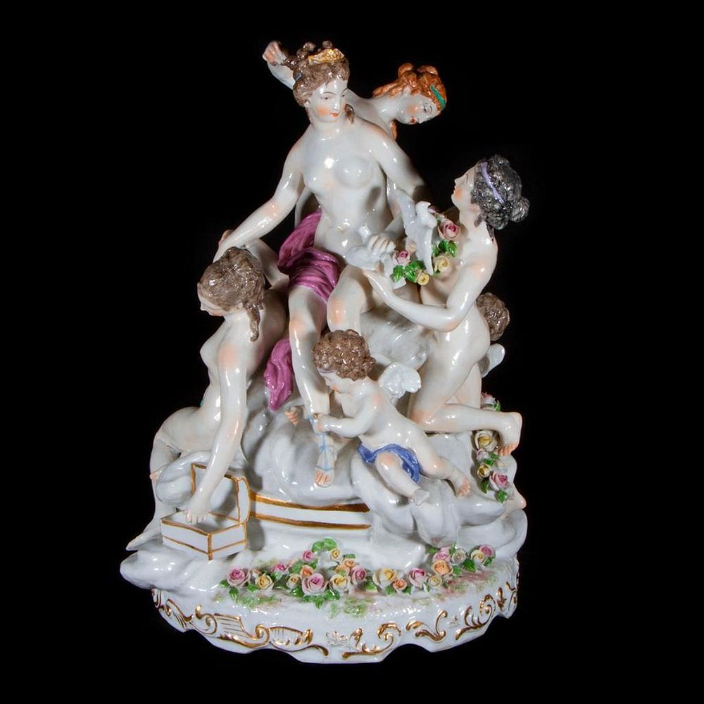 Appraisal: Meissen nymphs and putti A large Meissen porcelain of frolicking