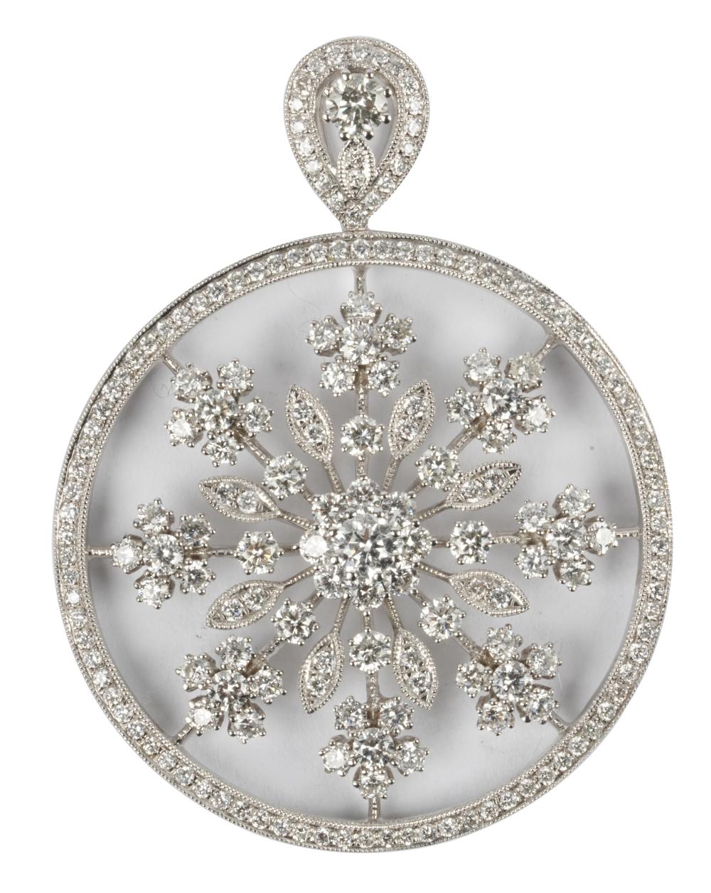 Appraisal: KARAT WHITE GOLD DIAMOND SNOWFLAKE PENDANTsigned 'M' and numbered '