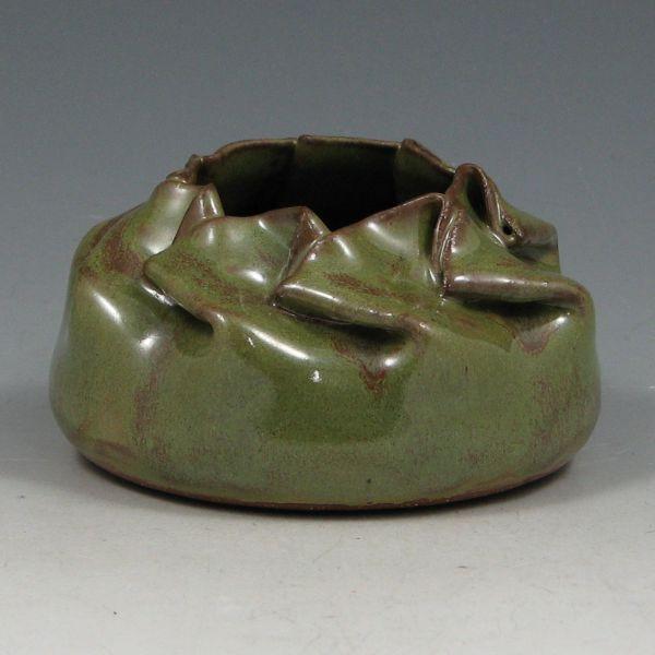 Appraisal: Clark House Pottery green small twirl vase Signed Clark with