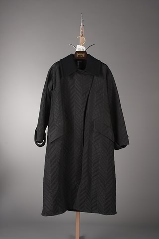 Appraisal: Giorgio Armani black full-length coat with herringbone design deep vent