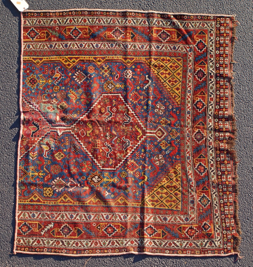 Appraisal: Caucasian carpet fragment x