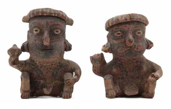 Appraisal: A Pair of Mexican Pre-Columbian Terracotta Figures Nayarit each seated