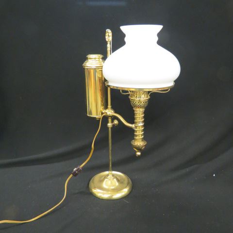 Appraisal: Brass Student Lamp milk glass shade electrified