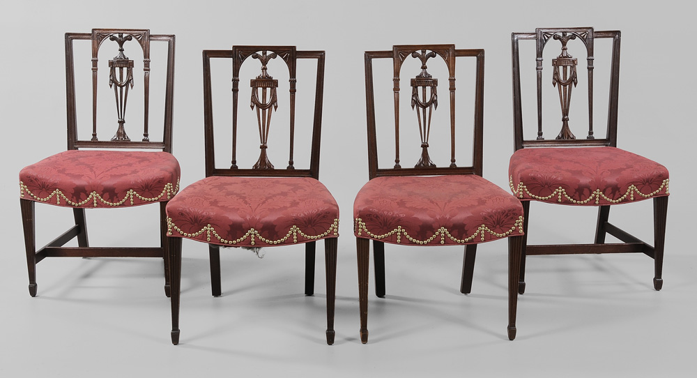 Appraisal: Two Pairs Federal Style Carved Mahogany Side Chairs some elements